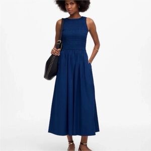 Madewell The Melody Scoopback Smocked Midi Dress Blue Moon Size XXL 2XL NWT